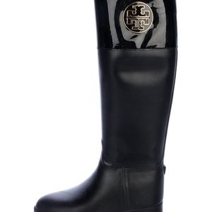 Tory Burch Rainboots Black w/ Gold Emblem